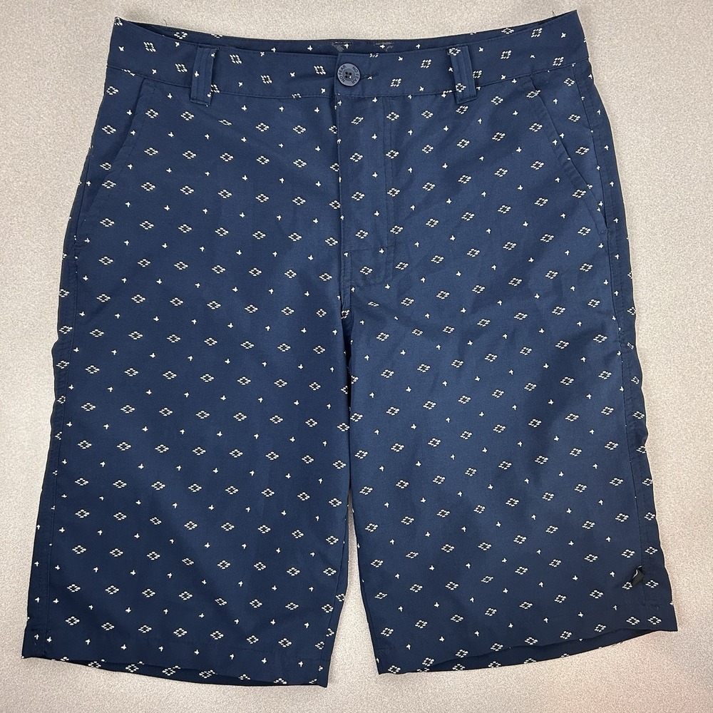 NO FEAR Shorts Men's 32 Blue Performance Stretch Geometric Pockets 11.5" Inseam‎